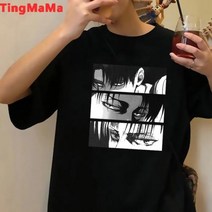 인테리어시트 웨인스코팅시트지 포인트시트지 일본 애니메이션 타이탄 셔츠 남자 만화 아니 그래픽 티즈 하라주쿠 공격 남성