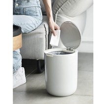 심플휴지통 원형쓰레기통 모던 6L 공부방 거실 안방, 그레이