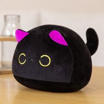 캐릭터 인형 쿠션 바디필로우 9-70cm 사랑스러운 둥근 공 고양이 플러시 베개 장난감 부드러운 인형 만화 동물 인형 검은 고양이 낮잠 쿠션 크리스마스 생일 선물, 55cm, 보라색 귀