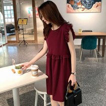 여성 데일리 날개 프릴 나시 원피스