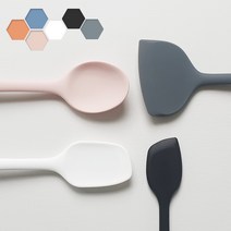 디자인앤쿠 프리미엄 실리콘 주걱 이유식 스파츌라 조리기 주방도구 조리도구 준비물, 스쿱(스푼형) 블랙