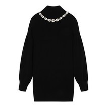 22FW SIMONE ROCHA 시몬로샤 펄 장식 니트 스웨터 블랙/아이보리 HMK22B0624