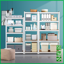 리앤수 수납장 선반 창고 철제랙 5단, 블랙