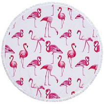 더자카 러블리 플라밍고 원형 비치타월, Q206LHLL075, 1개