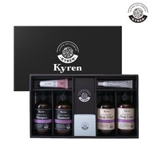 키렌 선물세트 디어라벤더 [천연샴푸+트리트먼트+바디워시+바디로션+헤어에센스+핸드크림+샴푸브러쉬], 1세트