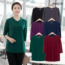 엄마옷 모슬린 아이스 브이넥 7부 티셔츠 TS201111마담 미시옷 50대 중년여성의류 60대 엄마옷 빅사이즈 할머니옷 여성옷 여성 봄