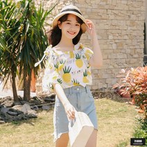 가바바 여성 블라우스 귀요미 빅파인애플 오프숄더 반팔 블라우스 G45993