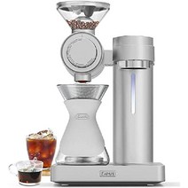Gevi 4-in-1 스마트 푸어오버 커피 머신 그라인더가 내장된 빠른 가열 브루어 51단계 그라인드 설정 자동 바리스타 모드 맞춤형 레시피 석회질 제거 기능 은 알루미늄 100, 4-in-1 플립 커피 머신, 블루 실버