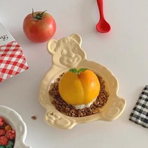 곰돌이그릇 시리얼 접시 요거트볼 아포카토 아이스크림 빈티지베어볼, 버터색