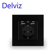 Delviz 벽 USB 전원 소켓 많은 스타일 패널 침실 AC 110V-250V 16A 내장 더블 usb EU 표준 콘센트, [06] Black (with USB), 06 Black (with USB)