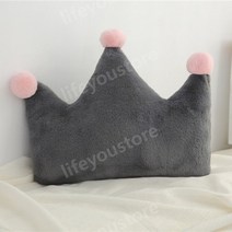 인조 밍크 퍼 크라운 왕관 하트 달 별 모양 베개 쿠션, 45cm 그레이 크라운