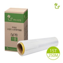 (국내산 투명 청색 흑색 스트레치필름) 공업용랩 낱개 1롤, 1. 투명랩, 15T-250M - 1롤