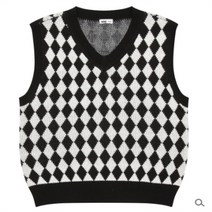 [소이] [knit]체커 보드 니트 조끼 23S5002