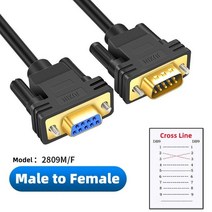 COM 포트 485 통신 케이블 DB9 연결 케이블 RS232 직렬 케이블 9 핀 수-암 직접 교차 연결 라인, 04 Cross M to F_03 2m
