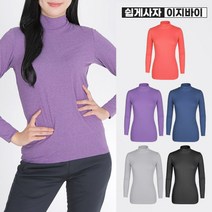 [이지바이] 소프트우먼 겨울용 여성 피치기모 반폴라 티셔츠 / 90~110 사이즈까지 기본 이너로 입기 좋은 기모 하이넥 티_일상복 출근복 데일리