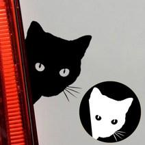 자동차 차량 고양이 스티커 흠집가리기 포인트 시트지, 블랙