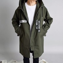 테잎 후드면 남자 남성 야상 점퍼 - 2color