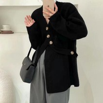 스타일아유 부드러운 캐시미어 느낌 울 버튼 사선 브이넥 니트 가디건 오피스룩 데이트룩 가을 겨울 봄