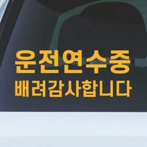 모노먼트 심플 고딕체 운전연수중 배려감사합니다 스티커, L (대형), 노랑