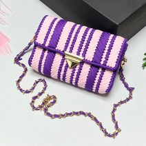 도두리 diy가방만들기 코바늘 네트공예 하마나카망 네트망 망뜨개 집콕 취미 키트 패키지 스트라이프패턴, 스트라이프 P새콤달콤보라