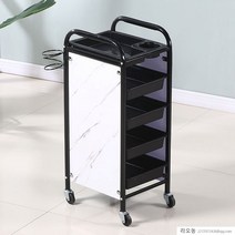 라오농 미용실 츄레이 다용도 트레이 트롤리 가위 정리대 보조바구니 미용 피부샵 추레이, 검은 색 5 단 백색 대리석 + 일반 조립형 +