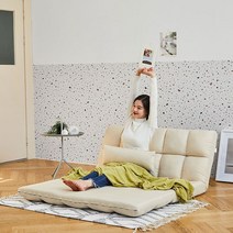 (누적후기 1000개 돌파) 위즈 2인 좌식소파베드 쿠션포함 SB151SC, 크림베이지