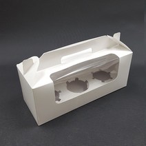머핀상자 컵케이크 투명창 3구 화이트 케이크상자(10개) 받침세트