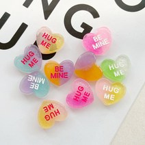 헤세드 HUG ME BE MINE 그라데이션 젤리 펄하트 펜던트 데코덴 핸드폰커버 장식(컬러 로고랜덤 4개)