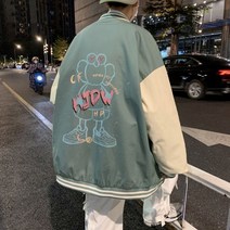 야구 점퍼 야잠 잠바 커플 단체 큰옷 빅사이즈 스트릿 패션 뚱뚱한 후드 바람막이 코디 소개팅룩 남자 CF