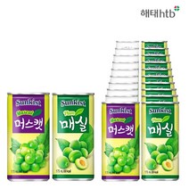 해태 썬키스트 매실 + 머스캣 혼합 175ml x (각15개) 총30개 매실맛음료 머스캣맛음료 과일주스 작은캔 캔음료