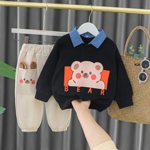 몽실이 데님카라베어 상하복 긴팔 봄 가을 상하세트 외출복 등원복