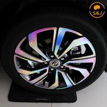 (SNJ) 티볼리 에어 18인치 홀로그램 휠스티커 휠마스크 튜닝 악세사리 용품, 18인치_유광카본블랙
