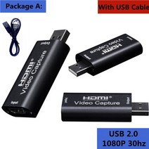 비디오 캡쳐보드 카드 HDMI 방송장비 4k usb 3.0 2.0 ps4 게임용 레코드, 검은색