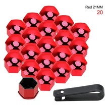 휠 허브 너트 볼트 Leepee 20 pcs 방진 21mm 볼트 림 범용 자동 나사 커버 너트 캡 보호 캡, 빨간색