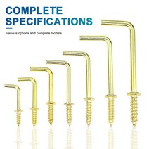 20pcs 스퀘어 벤드 후크 키트 황동 도금 L 자형 직각 나사 후크 셀프 태핑 나사 걸이 용 후크, 20개, 1-1/2