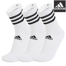 아디다스 [정품] 삼선 쿠션 크루 삭스 3팩 (DZ9346), DZ9346:M