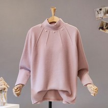 모노시크 몰판드 겉기모 진주 핀턱 폴라 티셔츠 MNTE368
