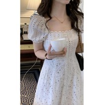 펀칭원피스 휴양지 바캉스 원피스 스퀘어넥 반팔 흰원피스 동남아 세부 해외여행 발리 여름옷 여행옷