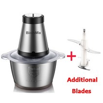 민찌 기계 고기 다짐기 스테인레스 스틸 2 속도 500W 2L 대용량 초퍼 분쇄기 가정용 민서 푸드 프로세서, [02] With Extra Knife, [02] 한국플러그