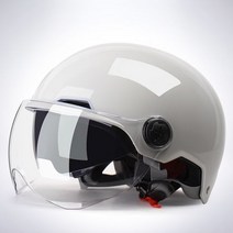 YEMA 3C 인증 남성 여름 하프 헬멧 빅 사이즈 여성 배달 오토바이 스쿠터 바이크 라이딩, E더블렌즈