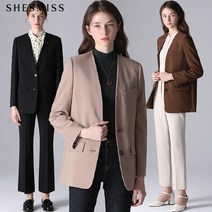쉬즈미스 쉬즈미스 노카라 싱글 투버튼 재킷