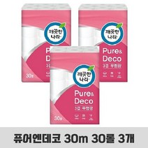 두꺼운 3겹 화장지 퓨어앤 30m 30롤 3개 대량 두루마리 휴지 물에잘녹는 먼지없는, 상품선택_본상품, 상세페이지 참조