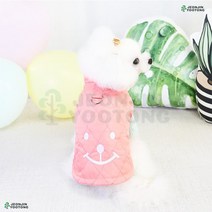 애견의류 누빔 패딩 조끼 핑크 반려외투 페키니즈 애완견 푸들, S