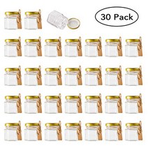 Encheng 1.5 oz Clear Hexagon Jars Small Glass Jars With Lids(golden) Mason Jars For Herbs Foods Jams, 1