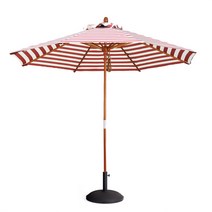 대형 캠핑 파라솔 카페 테라스 비치 야외 옥상, 2.7m 원목 파라솔/빨간색과 흰색 줄무늬