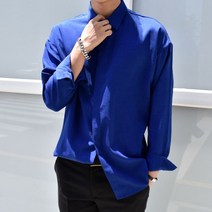 맨탑 쨍한 코발트블루 린넨 남자셔츠