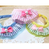 아미펫 강아지 케이프 고양이 스카프, 스트라이프 레이스 프릴 블루S, 1개