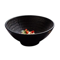 파스타볼 접시 그릇 샐러드일본 식기 레스토랑 국수 수프 그릇 7 인치 블랙 레트로 스트라이프 세라믹 라운, 01 1