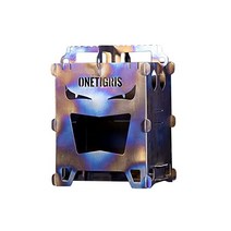 OneTigriROCUBOID 티타늄 미니 모닥불 솔로 스토브 우드 조립 간단 아웃 도어 캠프 경량 컴팩트 접이식 수납 가방 첨부 악마의 얼굴 일본