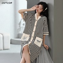 CNTCSM 여름 순면 슬립 여 반팔 잠옷 여성 가디건 루즈핏 산후조리복 임산부 빅사이즈 홈웨어 여름